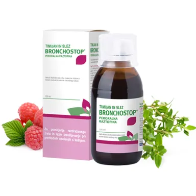 Timijan in slez Bronchostop, peroralna raztopina (150 ml)