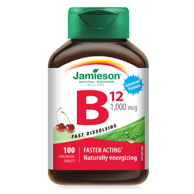 Jamieson Vitamin B12 1000 μg, tablete z okusom češnje (100 tablet)