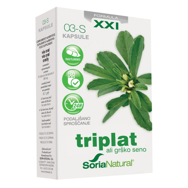 Soria Natural Triplat ali grško seno XXI, kapsule (30 kapsul)
