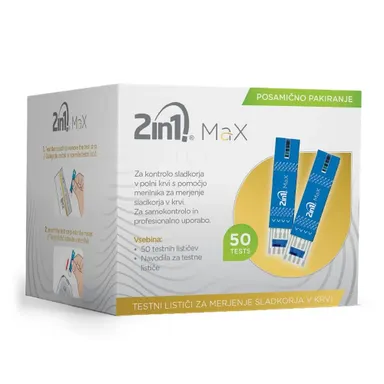 2in1 Max, testni lističi za merjenje glukoze v krvi (50 testnih lističev)