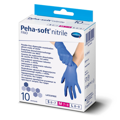 Peha-Soft Nitrile Fino, modre nesterilne rokavice brez pudra - Velikost L (10 rokavic)
