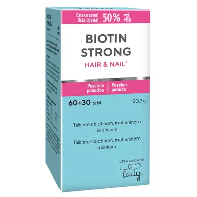 Biotin Strong Vitabalans Lady, tablete za lase in nohte (90 tablet)