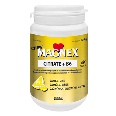 Magnex Citrate 375 mg + B6 Chew Vitabalans, žvečljive tablete (100 tablet)