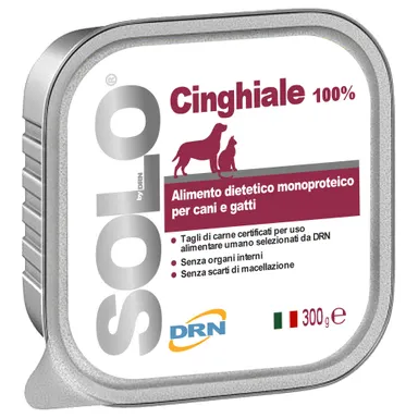 Solo Cinghiale, monoproteinska dieta za pse in mačke z divjim prašičem (6 x 300 g)