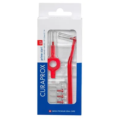 Curaprox CPS 07 Prime Start, rdeča medzobna ščetka (5 ščetk + 2 držali)