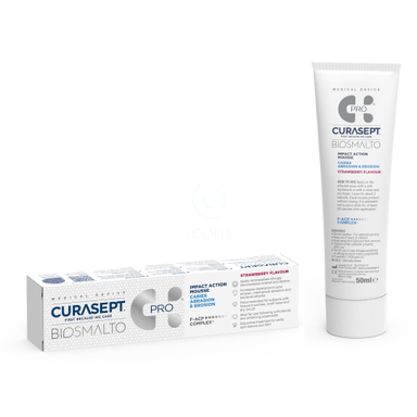 Curasept Biosmalto Impact Action CAE, zobna pena - okus jagoda (50 ml)