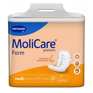 Molicare Premium Form, hlačna predloga za težko in zelo težko inkontinenco - 4 kapljice (32 hlačnih predlog)