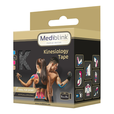 Mediblink M130, kineziološki trak - črn (5 cm x 5 m)