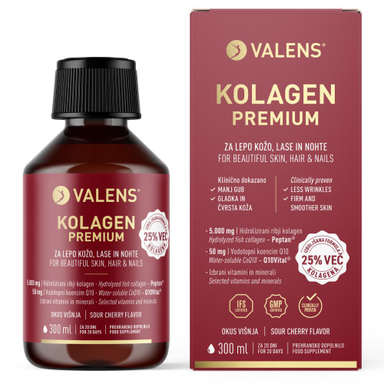 Valens Premium Kolagen, tekočina - okus: višnja (300 ml)