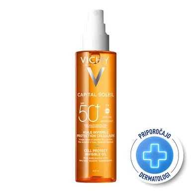 Vichy Capital Soleil, zaščitno olje za obraz, telo in konice las - ZF50+ (200 ml)