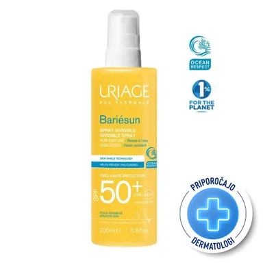 Uriage Bariesun, pršilo brez parfuma za zaščito pred soncem - ZF50+ (200 ml)