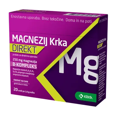 Magnezij DIREKT Krka, prašek za direktno uporabo - vrečke (20 x 1,8 g)