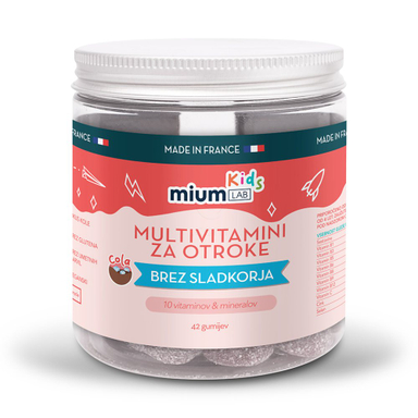 Mium LAB multivitamini za otroke, gumiji brez sladkorja (42 gumijev)