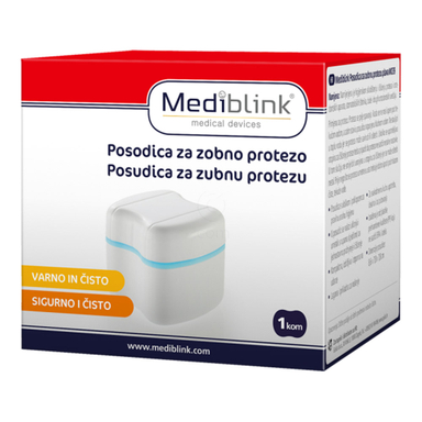 Mediblink M039, posodica za protezo - modra (1 kos)