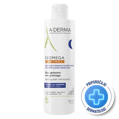 A-Derma Exomega Control, pomirjojoča kopel proti praskanju - plastenka (200 ml)