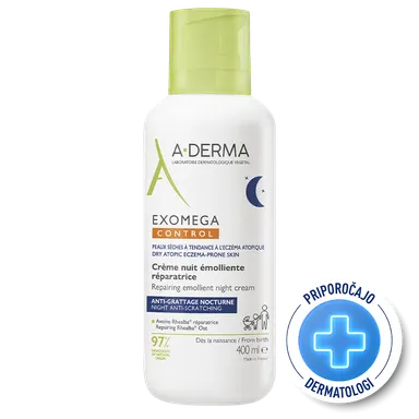 A-Derma Exomega Control, emolientna obnavljajoča nočna krema - plastenka (400 ml)