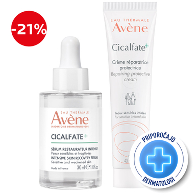 Avene Cicalfate+, rutina pri poškodovani koži - serum in krema (30 ml + 40 ml)