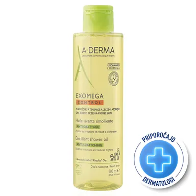A-Derma Exomega Control, emolientno čistilno olje za tuširanje za atopijsko kožo (200 ml)