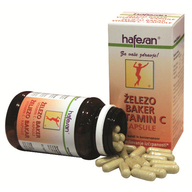 Hafesan Železo + Baker + Vitamin C, kapsule (60 kapsul)