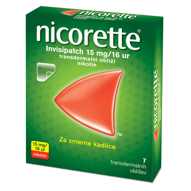 Nicorette Invisipatch, 15 mg/16 ur transdermalni obliži (7 obližev)