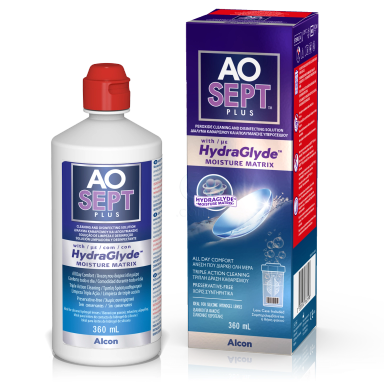 Aosept Plus HydraGlyde, raztopina za čiščenje in razkuževanje kontaktnih leč (360 ml)