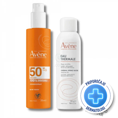 Avene Sun, paket: nevidno pršilo ZF50 in termalna voda (200 ml + 150 ml)