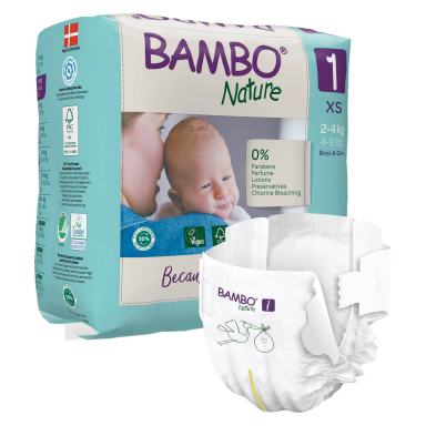 Bambo Nature 1 Newborn XS, otroške pleničke za nedonošenčke - 2-4 kg (22 plenic)