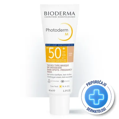 Bioderma Photoderm M, obarvana gel krema za zaščito kože z melazmo - odtenek Light - ZF50+ (40 ml)