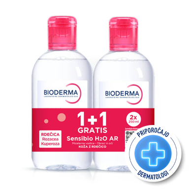 Bioderma Sensibio H2O AR, micelarni losjon za čiščenje - paket (2 x 250 ml)