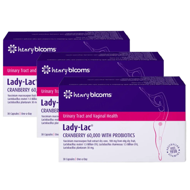Blooms Lady-Lac izvleček ameriških brusnic, kapsule - paket (3 x 30 kapsul)