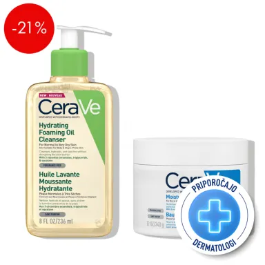 CeraVe, dnevni protokol za zelo suho kožo telesa, nagnjeno k atopiji - olje in krema za telo (236 ml + 340 g)