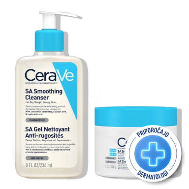 CeraVe, protokol za glajenje suhe in hrapave kože telesa (340 g + 236 ml)