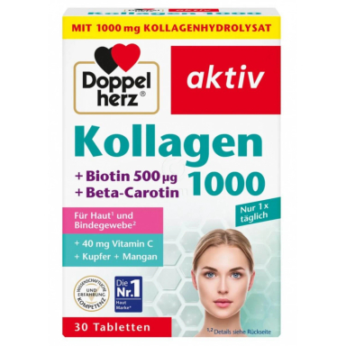 Doppelherz Aktiv Kolagen 1000 + biotin + betakaroten, tablete (30 tablet)