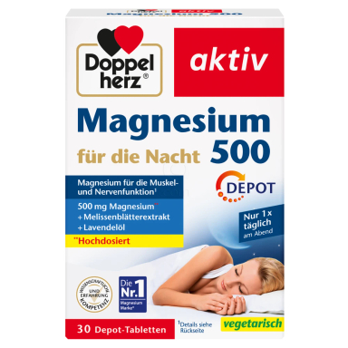 Doppelherz Aktiv Magnezij za noč 500, Depot tablete s podaljšanim sproščanjem (30 tablet)