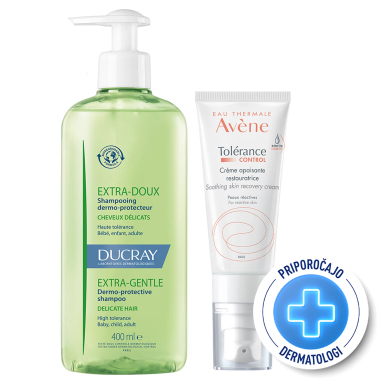 Ducray in Avene, rutina pri občutljivem lasišču (40 ml + 400 ml)