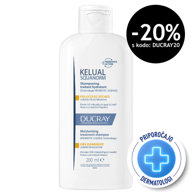 Ducray Kelual Squanorm, vlažilni šampon proti suhemu prhljaju (200 ml)