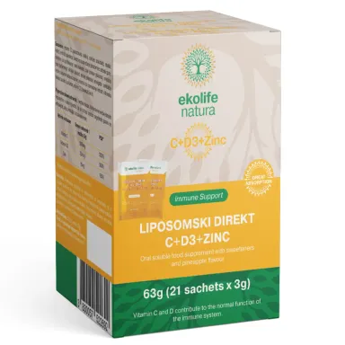 Ekolife Natura Liposomski Direkt C+D3+Cink, prašek v vrečkah (21 x 3 g)