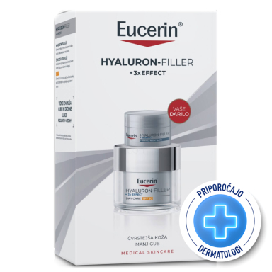 Eucerin Hyaluron-Filler Xmas Set, dnevna krema ZF30 + mini nočna krema (50 ml + 20 ml)