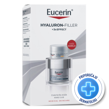 Eucerin Hyaluron-Filler Xmas Set, nočna krema + mini dnevna krema- ZF 30 (50 ml + 20 ml)