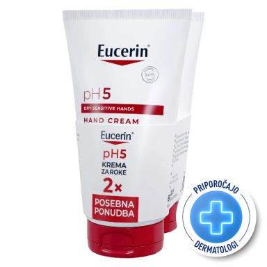 Eucerin pH5, krema za roke - paket (2 x 75 ml)