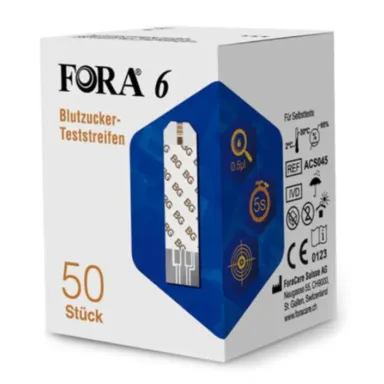 FORA 6, lističi za merjenje glukoze v krvi (50 lističev)