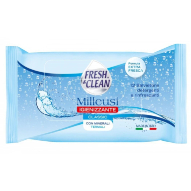 Fresh&Clean Pocket, osvežilni vlažni robčki za čiščenje in osvežitev kože (12 robčkov)
