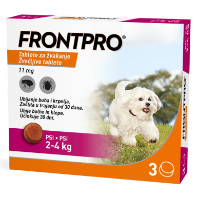Frontpro 11 mg, žvečljive tablete za pse - 2-4 kg (3 tablete)