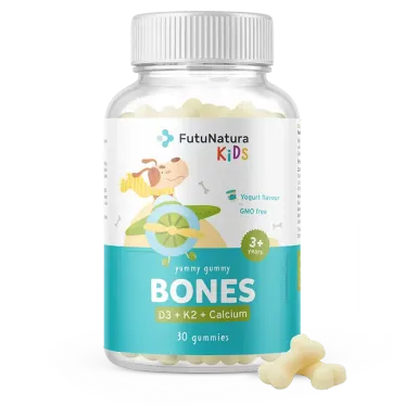 FutuNatura Kids Bones, gumiji za otroke za kosti, gumijasti bonboni (30 bonbonov)