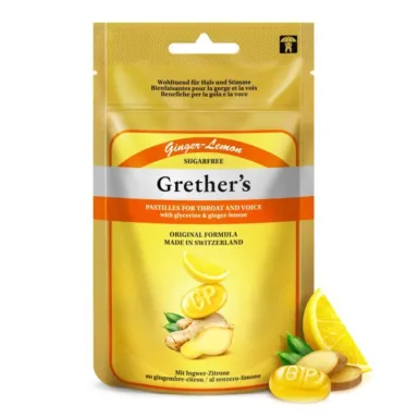 Grether's, pastile ingver - limona brez sladkorja s sladili - vrečka (110 g)