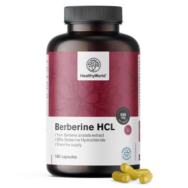 HealthyWorld Berberin HCL 500 mg, kapsule (180 kapsul)