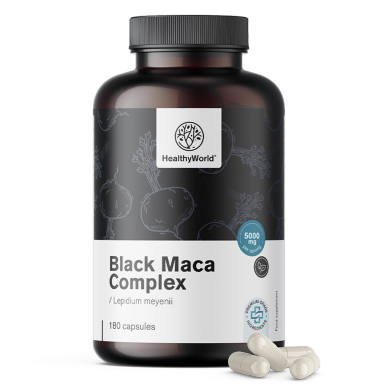 HealthyWorld Črna maca kompleks 5000 mg, kapsule (180 kapsul)