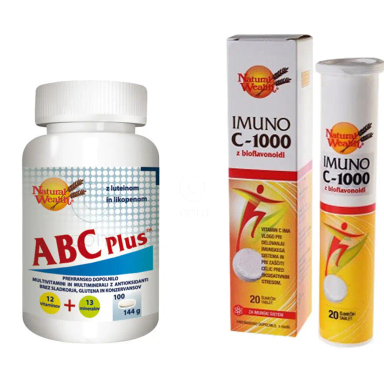Natural Wealth ABC Plus tablete in Imuno C-1000 šumeče tablete - paket (100 tablet + 20 šumečih tablet)