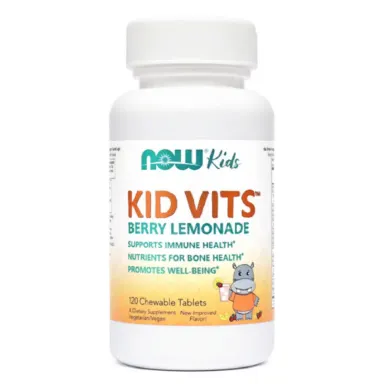 NOW Kids Multivitamini, žvečljive tablete z okusom limonade in jagodičevja za otroke (120 tablet)