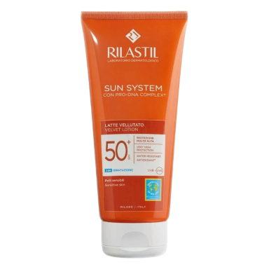 Rilastil Sun System Velvet, losjon za zaščito pred soncem - ZF50+ (200 ml)